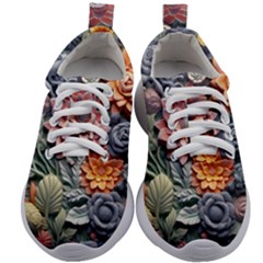 3d Flower Bloom Embossed Pattern Kids Athletic Shoes by Vaneshop