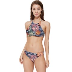 3d Flower Bloom Embossed Pattern Banded Triangle Bikini Set by Vaneshop