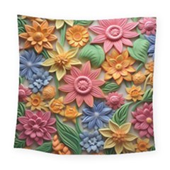 Flower Bloom Embossed Pattern Square Tapestry (large) by Vaneshop