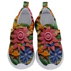 Flower Bloom Embossed Pattern Kids  Velcro No Lace Shoes by Vaneshop