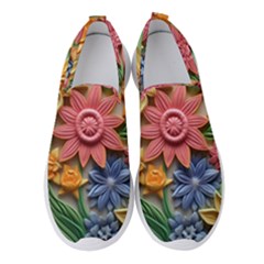 Flower Bloom Embossed Pattern Women s Slip On Sneakers by Vaneshop