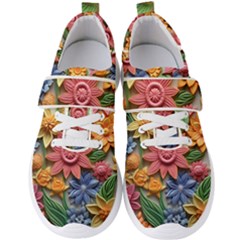 Flower Bloom Embossed Pattern Men s Velcro Strap Shoes by Vaneshop
