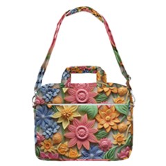 Flower Bloom Embossed Pattern Macbook Pro 16  Shoulder Laptop Bag by Vaneshop