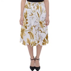 Flowers Gold Floral Classic Midi Skirt by Vaneshop