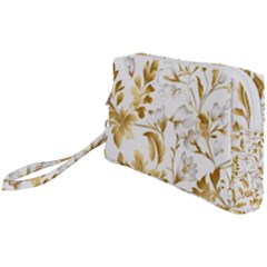 Flowers Gold Floral Wristlet Pouch Bag (small)