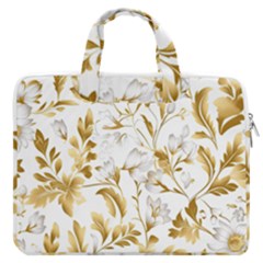 Flowers Gold Floral Macbook Pro 16  Double Pocket Laptop Bag 