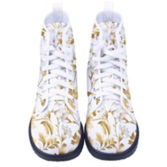 Flowers Gold Floral Women s High-top Canvas Sneakers by Vaneshop