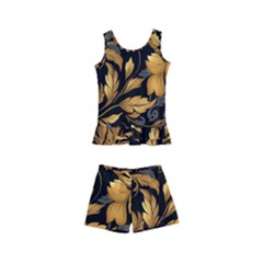 Flower Gold Floral Kids  Boyleg Swimsuit by Vaneshop