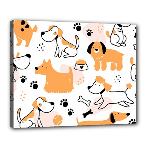 Seamless Pattern Of Cute Dog Puppy Cartoon Funny And Happy Canvas 20  X 16  (stretched)