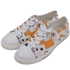 Seamless Pattern Of Cute Dog Puppy Cartoon Funny And Happy Men s Low Top Canvas Sneakers by Wav3s
