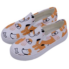 Seamless Pattern Of Cute Dog Puppy Cartoon Funny And Happy Kids  Canvas Slip Ons by Wav3s