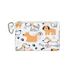 Seamless Pattern Of Cute Dog Puppy Cartoon Funny And Happy Canvas Cosmetic Bag (small)