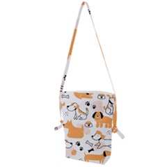 Seamless Pattern Of Cute Dog Puppy Cartoon Funny And Happy Folding Shoulder Bag by Wav3s