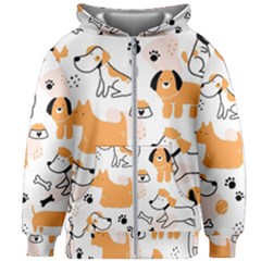 Seamless Pattern Of Cute Dog Puppy Cartoon Funny And Happy Kids  Zipper Hoodie Without Drawstring by Wav3s