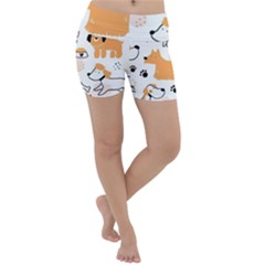 Seamless Pattern Of Cute Dog Puppy Cartoon Funny And Happy Lightweight Velour Yoga Shorts by Wav3s
