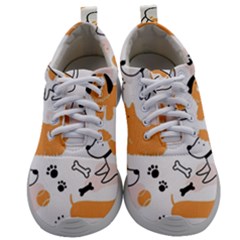 Seamless Pattern Of Cute Dog Puppy Cartoon Funny And Happy Mens Athletic Shoes