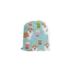 Welsh Corgi Boba Tea Bubble Cute Kawaii Dog Breed Drawstring Pouch (xs)