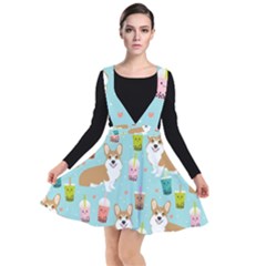 Welsh Corgi Boba Tea Bubble Cute Kawaii Dog Breed Plunge Pinafore Dress by Wav3s