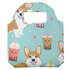 Welsh Corgi Boba Tea Bubble Cute Kawaii Dog Breed Premium Foldable Grocery Recycle Bag by Wav3s