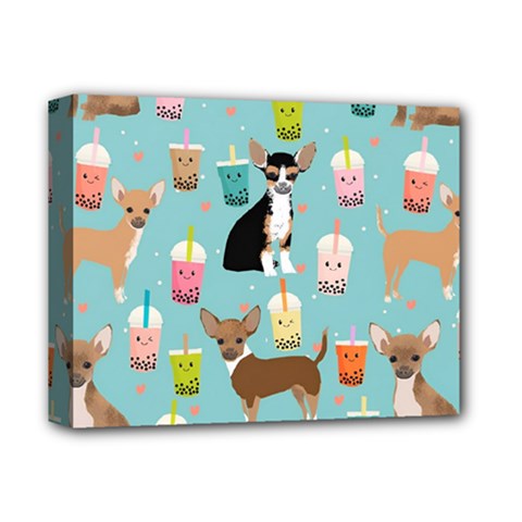 Chihuahua Bubble Kawaii Boba Tea Cute Dog Deluxe Canvas 14  X 11  (stretched) by Wav3s