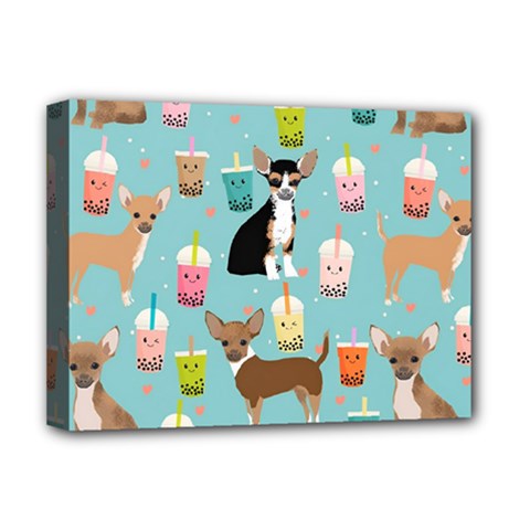 Chihuahua Bubble Kawaii Boba Tea Cute Dog Deluxe Canvas 16  X 12  (stretched)  by Wav3s