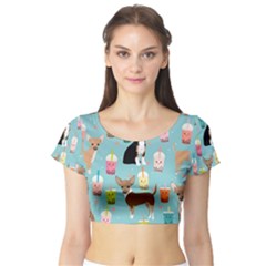 Chihuahua Bubble Kawaii Boba Tea Cute Dog Short Sleeve Crop Top