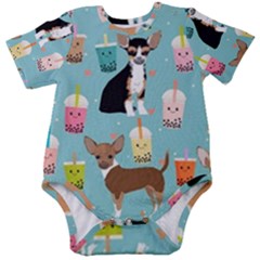 Chihuahua Bubble Kawaii Boba Tea Cute Dog Baby Short Sleeve Bodysuit by Wav3s