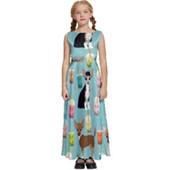 Chihuahua Bubble Kawaii Boba Tea Cute Dog Kids  Satin Sleeveless Maxi Dress by Wav3s