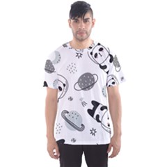 Panda Floating In Space And Star Men s Sport Mesh Tee