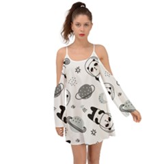 Panda Floating In Space And Star Boho Dress