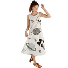 Panda Floating In Space And Star Summer Maxi Dress