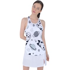 Panda Floating In Space And Star Racer Back Mesh Tank Top