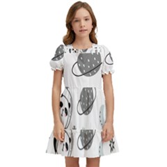 Panda Floating In Space And Star Kids  Puff Sleeved Dress by Wav3s