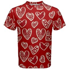 Vector Seamless Pattern Of Hearts With Valentine s Day Men s Cotton Tee