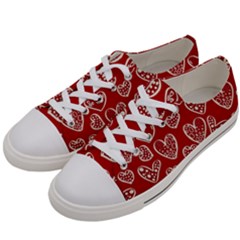 Vector Seamless Pattern Of Hearts With Valentine s Day Men s Low Top Canvas Sneakers