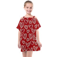 Vector Seamless Pattern Of Hearts With Valentine s Day Kids  One Piece Chiffon Dress