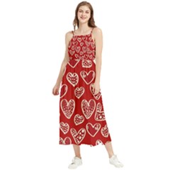 Vector Seamless Pattern Of Hearts With Valentine s Day Boho Sleeveless Summer Dress