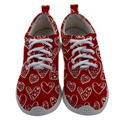 Vector Seamless Pattern Of Hearts With Valentine s Day Women Athletic Shoes