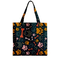 Dog Paw Colorful Fabrics Digitally Zipper Grocery Tote Bag by Wav3s