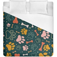 Dog Paw Colorful Fabrics Digitally Duvet Cover (king Size) by Wav3s