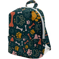 Dog Paw Colorful Fabrics Digitally Zip Up Backpack by Wav3s