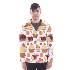 Seamless Pattern Hand Drawing Cartoon Dessert And Cake Men s Hooded Windbreaker by Wav3s