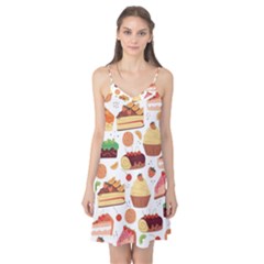 Seamless Pattern Hand Drawing Cartoon Dessert And Cake Camis Nightgown  by Wav3s