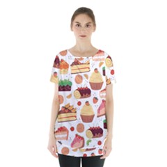 Seamless Pattern Hand Drawing Cartoon Dessert And Cake Skirt Hem Sports Top by Wav3s