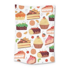 Seamless Pattern Hand Drawing Cartoon Dessert And Cake Small Tapestry by Wav3s