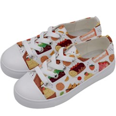 Seamless Pattern Hand Drawing Cartoon Dessert And Cake Kids  Low Top Canvas Sneakers by Wav3s