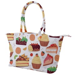 Seamless Pattern Hand Drawing Cartoon Dessert And Cake Canvas Shoulder Bag by Wav3s