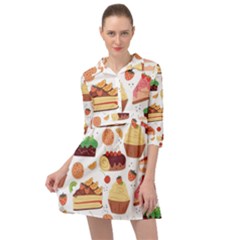 Seamless Pattern Hand Drawing Cartoon Dessert And Cake Mini Skater Shirt Dress