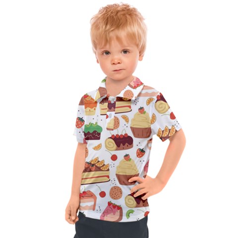 Seamless Pattern Hand Drawing Cartoon Dessert And Cake Kids  Polo Tee by Wav3s