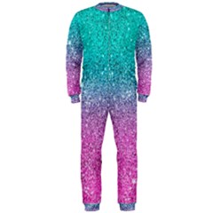 Pink And Turquoise Glitter Onepiece Jumpsuit (men) by Wav3s